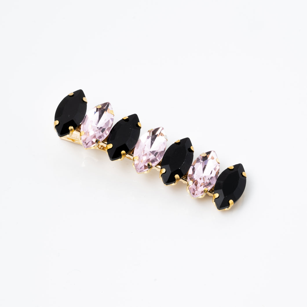 Crystal Jet Black and Rosewater Hair Clip